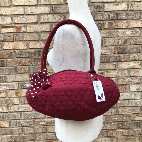 Belvah Handbags - Belvah football cranberry bag, NWT